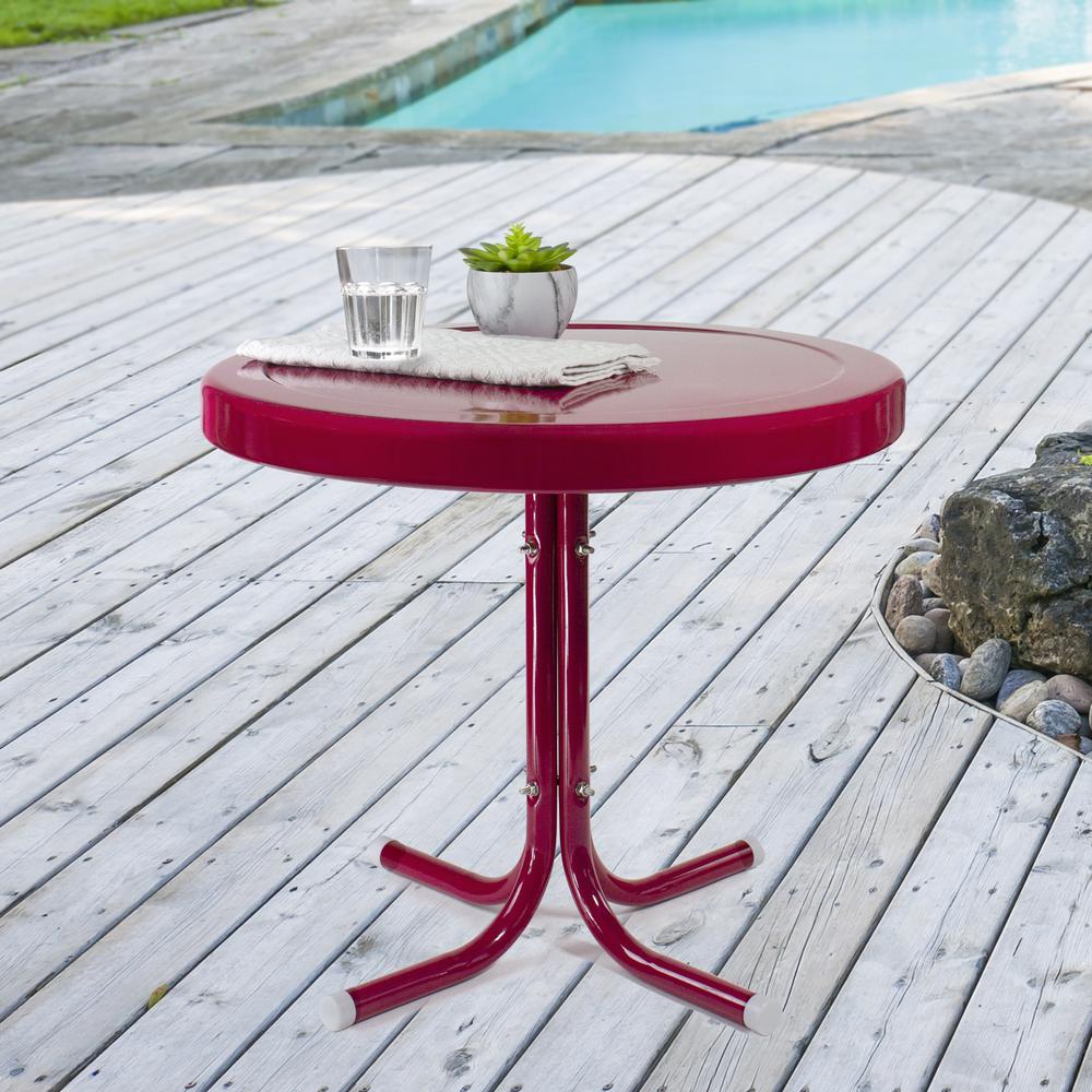 22" Outdoor Retro Tulip Side Table  Pink. Picture 2