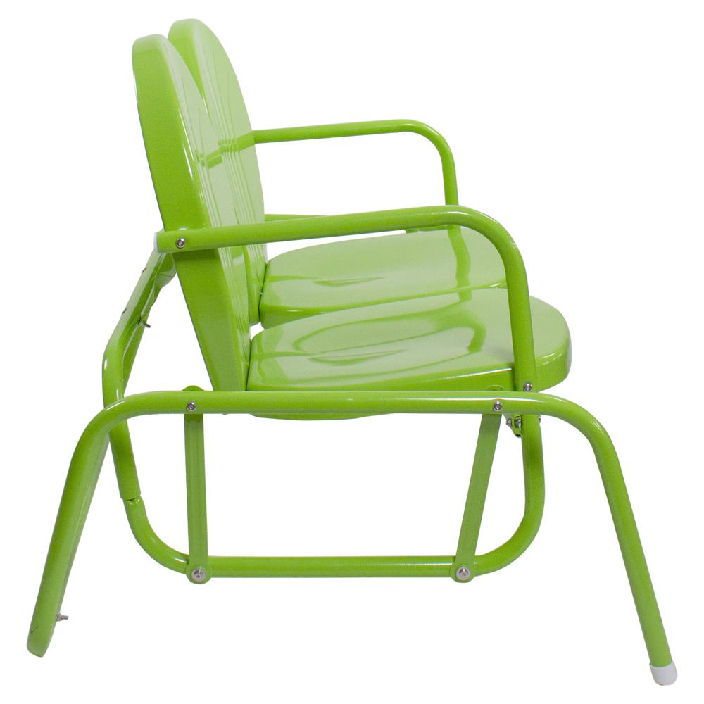 48.25" Outdoor Retro Metal Tulip Double Glider Patio Chair  Lime Green. Picture 4