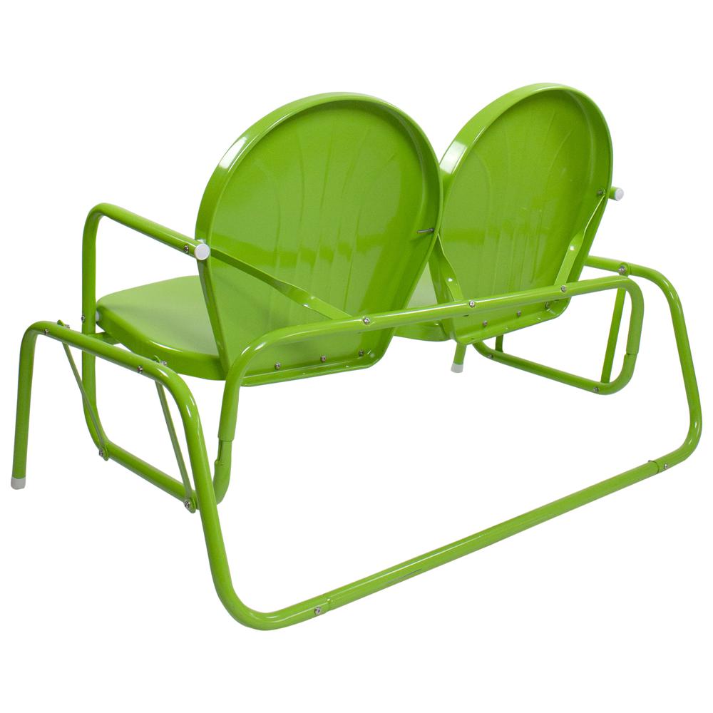 48.25" Outdoor Retro Metal Tulip Double Glider Patio Chair  Lime Green. Picture 5