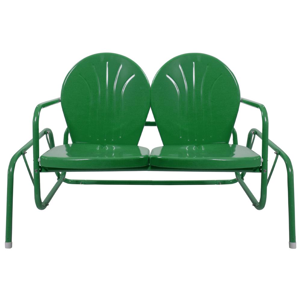 2-Person Outdoor Retro Metal Tulip Double Glider Patio Chair  Green. Picture 1