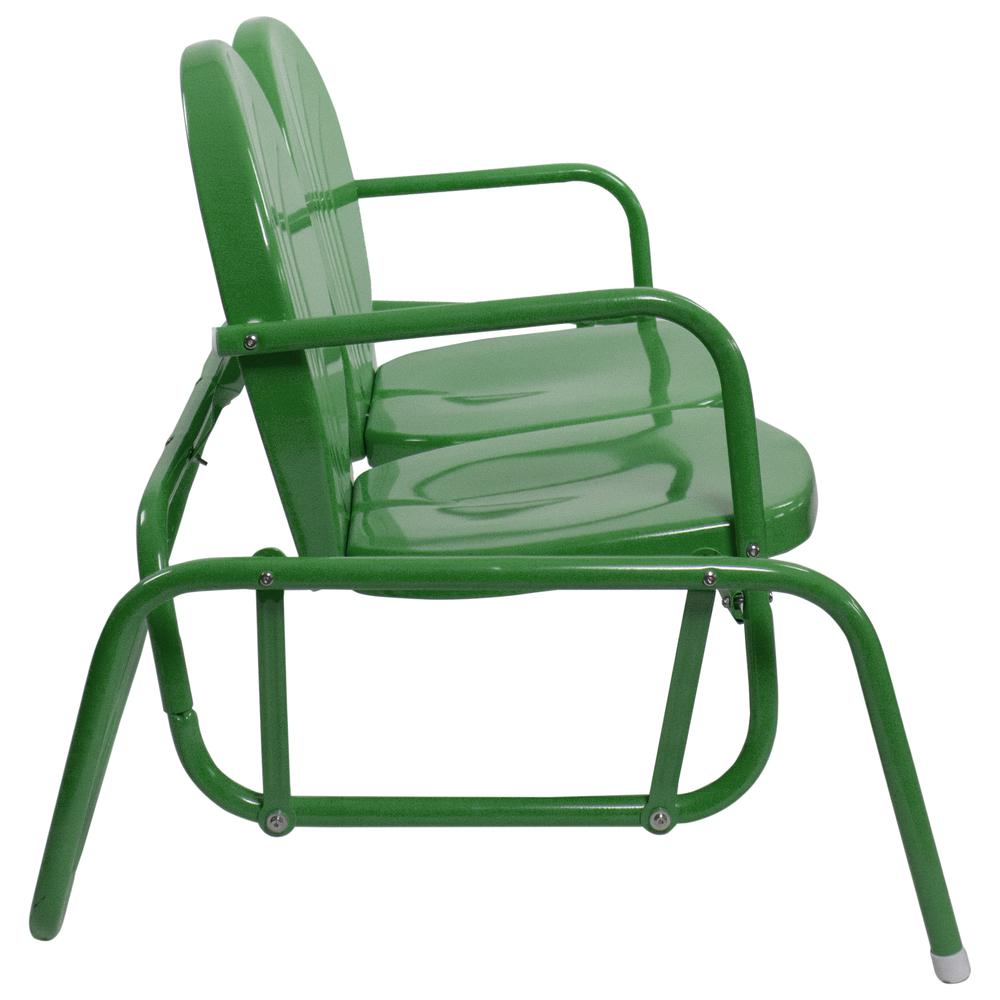 2-Person Outdoor Retro Metal Tulip Double Glider Patio Chair  Green. Picture 4