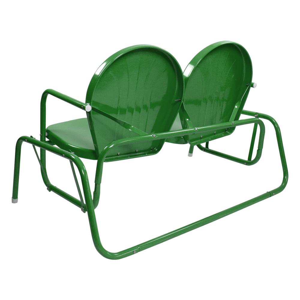 2-Person Outdoor Retro Metal Tulip Double Glider Patio Chair  Green. Picture 5