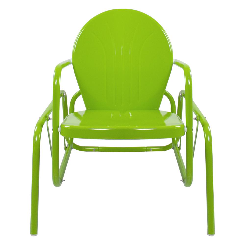 Outdoor Retro Metal Tulip Glider Patio Chair  Lime Green. Picture 1