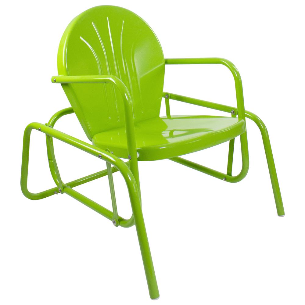 Outdoor Retro Metal Tulip Glider Patio Chair  Lime Green. Picture 3