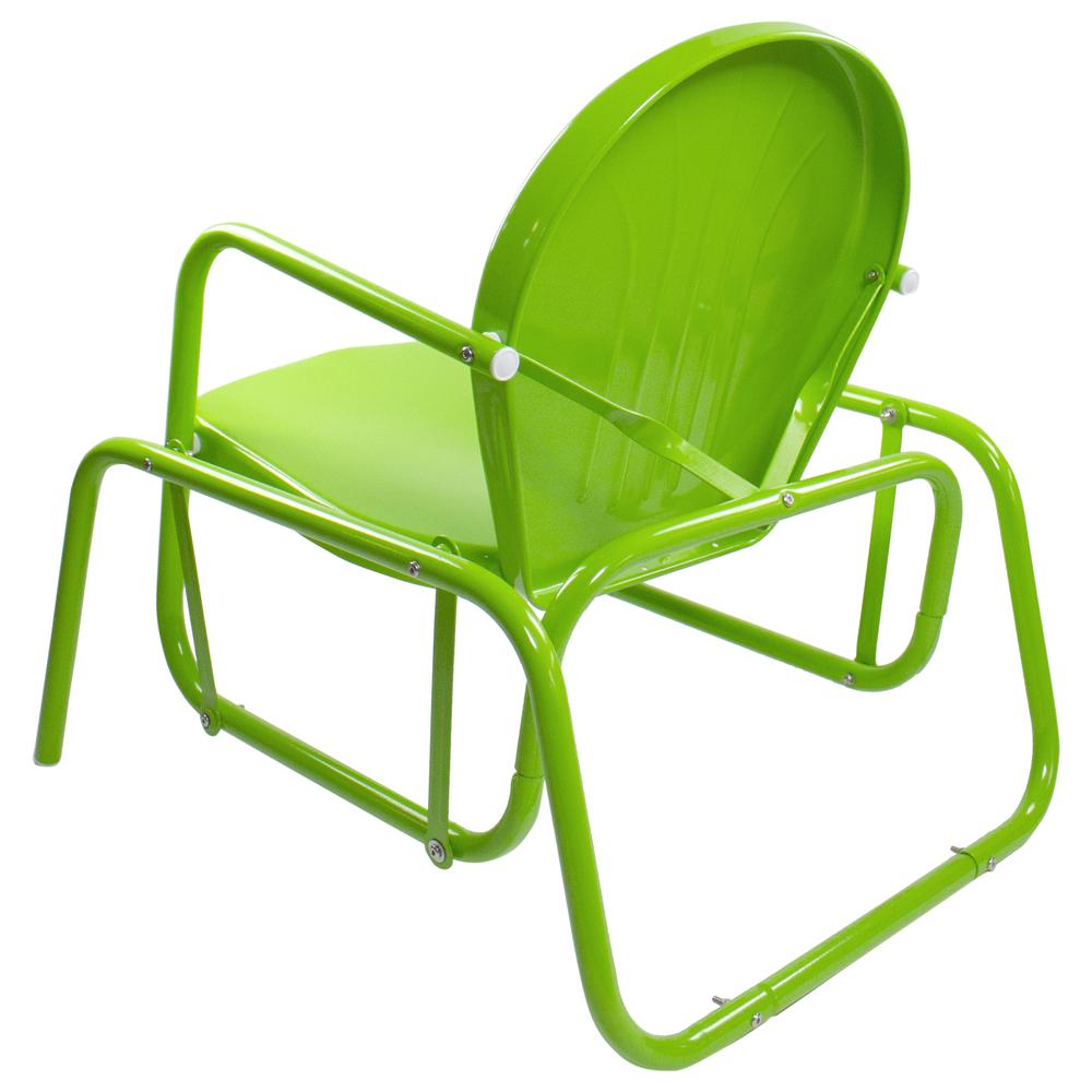 Outdoor Retro Metal Tulip Glider Patio Chair  Lime Green. Picture 5