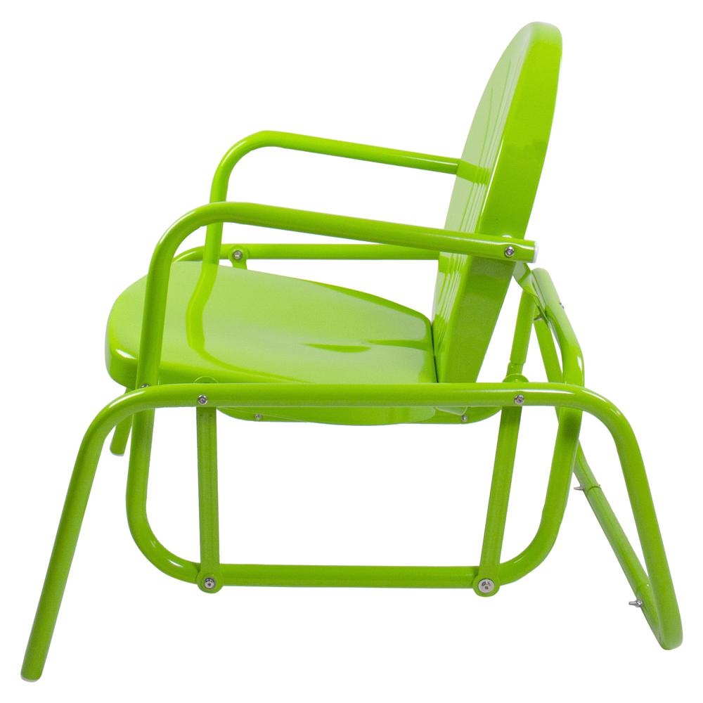 Outdoor Retro Metal Tulip Glider Patio Chair  Lime Green. Picture 4