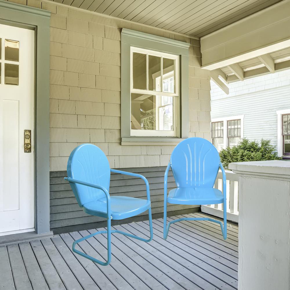 34-Inch Outdoor Retro Tulip Armchair  Turquoise Blue. Picture 2
