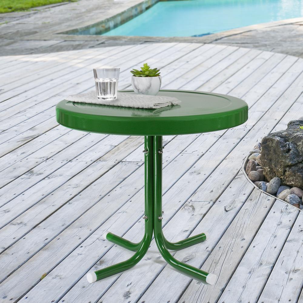 22" Outdoor Retro Tulip Side Table  Green. Picture 2