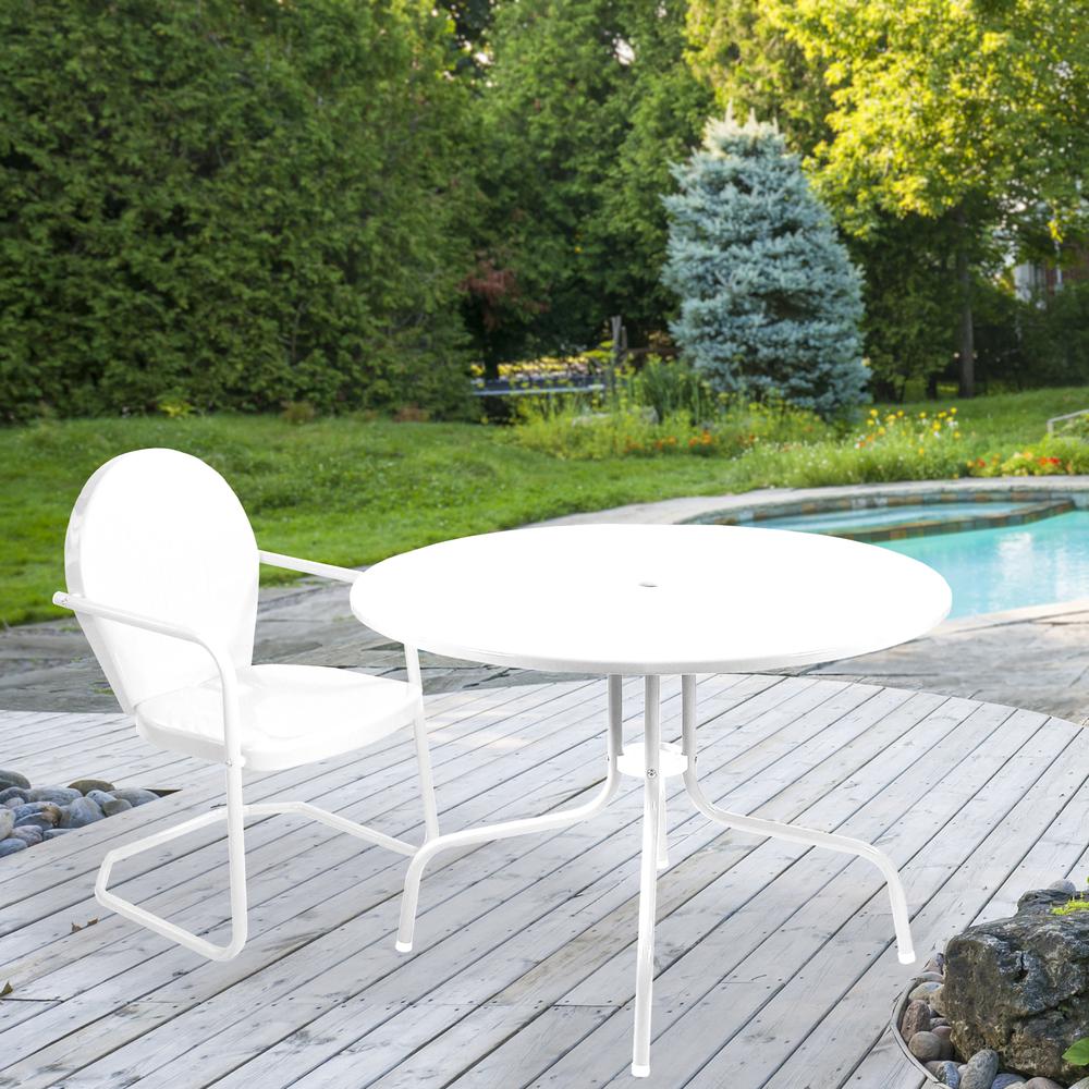 39.25-Inch Outdoor Retro Metal Tulip Dining Table  White. Picture 2