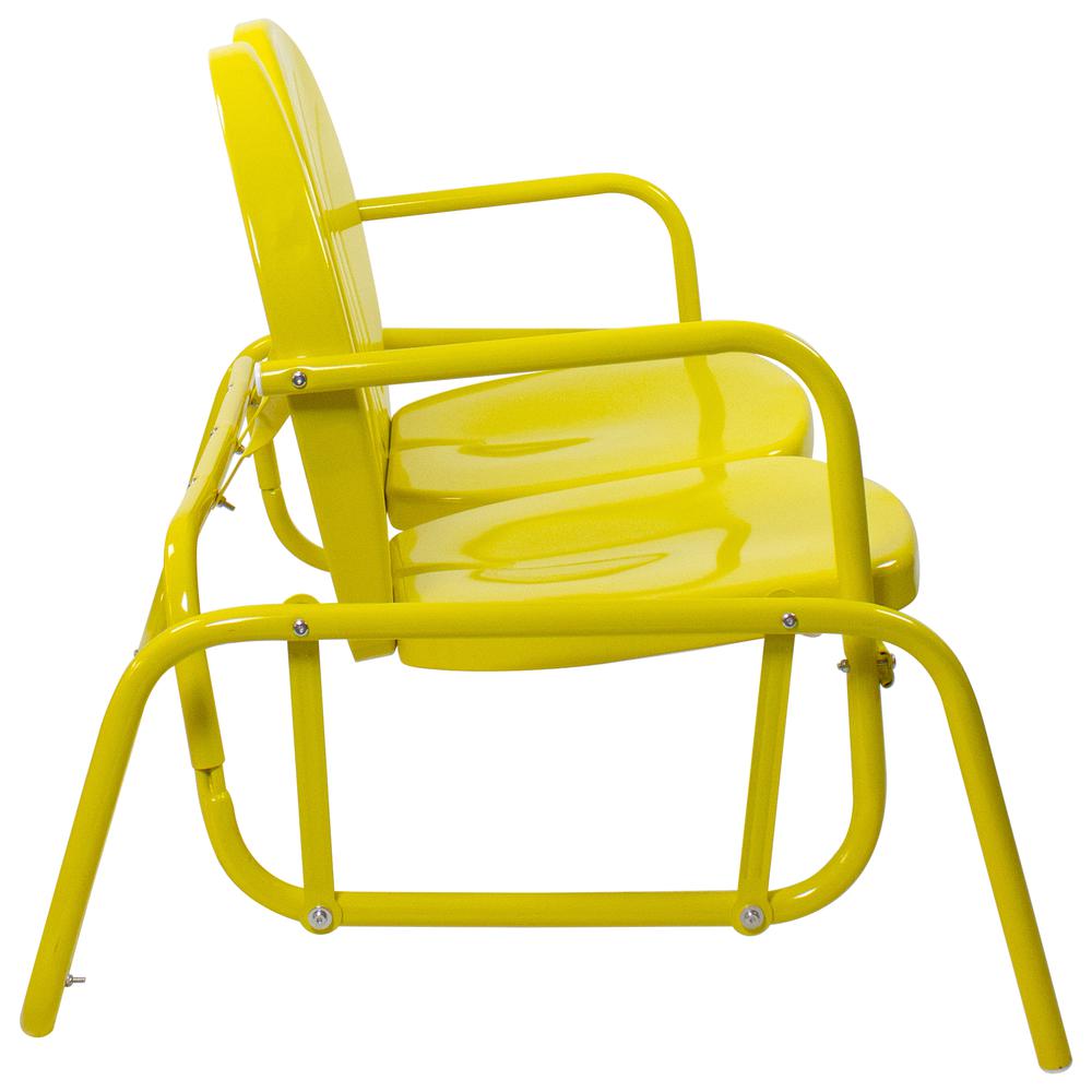 2-Person Outdoor Retro Metal Tulip Double Glider Patio Chair  Yellow. Picture 4