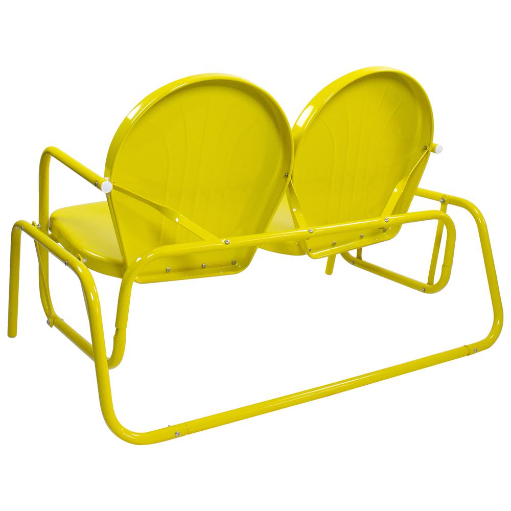 2-Person Outdoor Retro Metal Tulip Double Glider Patio Chair  Yellow. Picture 5
