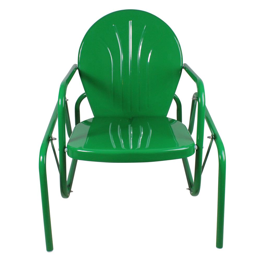 Outdoor Retro Metal Tulip Glider Patio Chair  Green. Picture 1