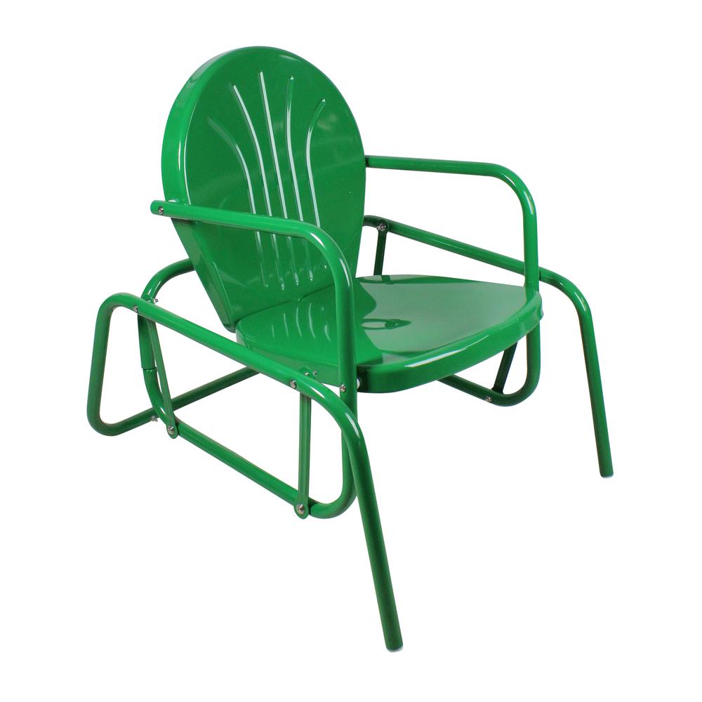 Outdoor Retro Metal Tulip Glider Patio Chair  Green. Picture 3