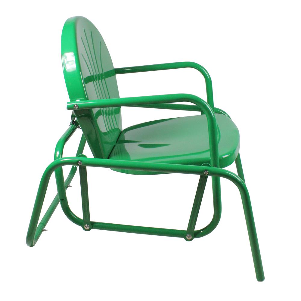 Outdoor Retro Metal Tulip Glider Patio Chair  Green. Picture 4
