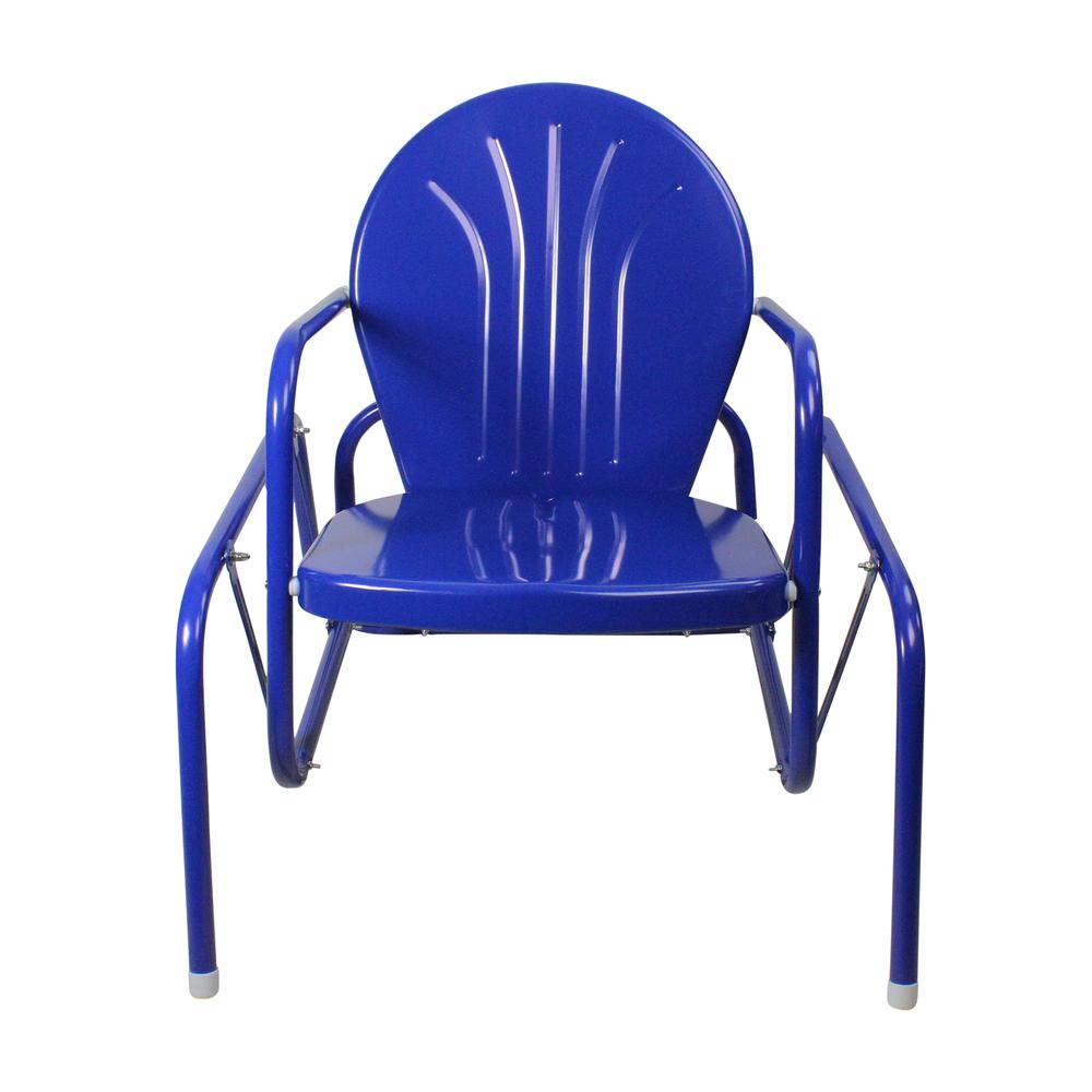 Outdoor Retro Metal Tulip Glider Patio Chair  Blue. Picture 1