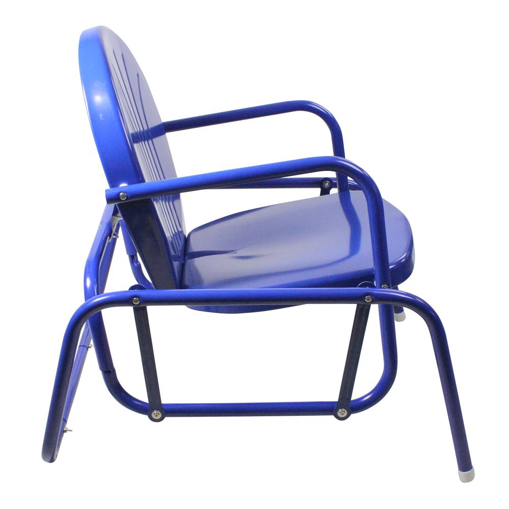 Outdoor Retro Metal Tulip Glider Patio Chair  Blue. Picture 4