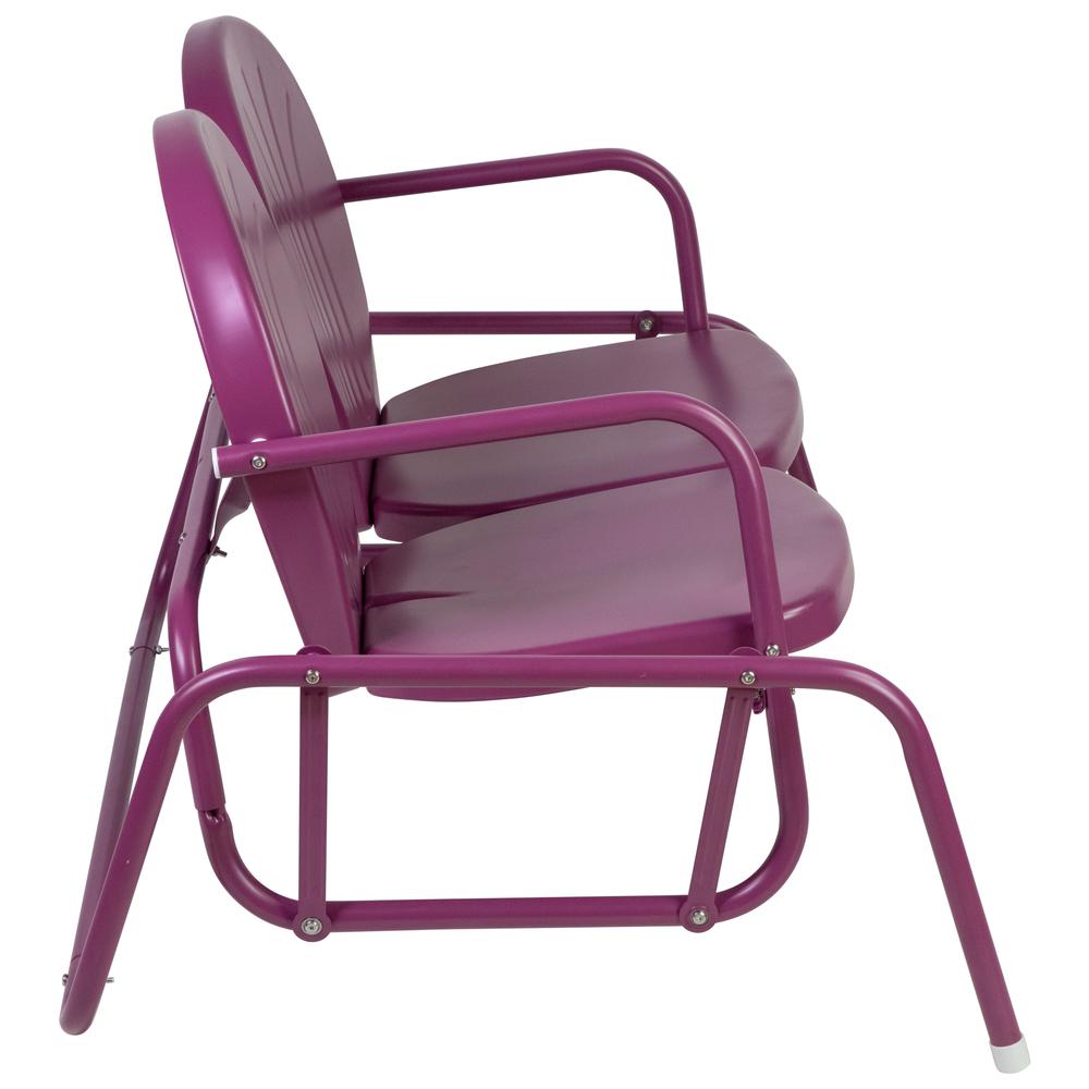 2-Person Outdoor Retro Metal Tulip Double Glider Patio Chair  Purple. Picture 4