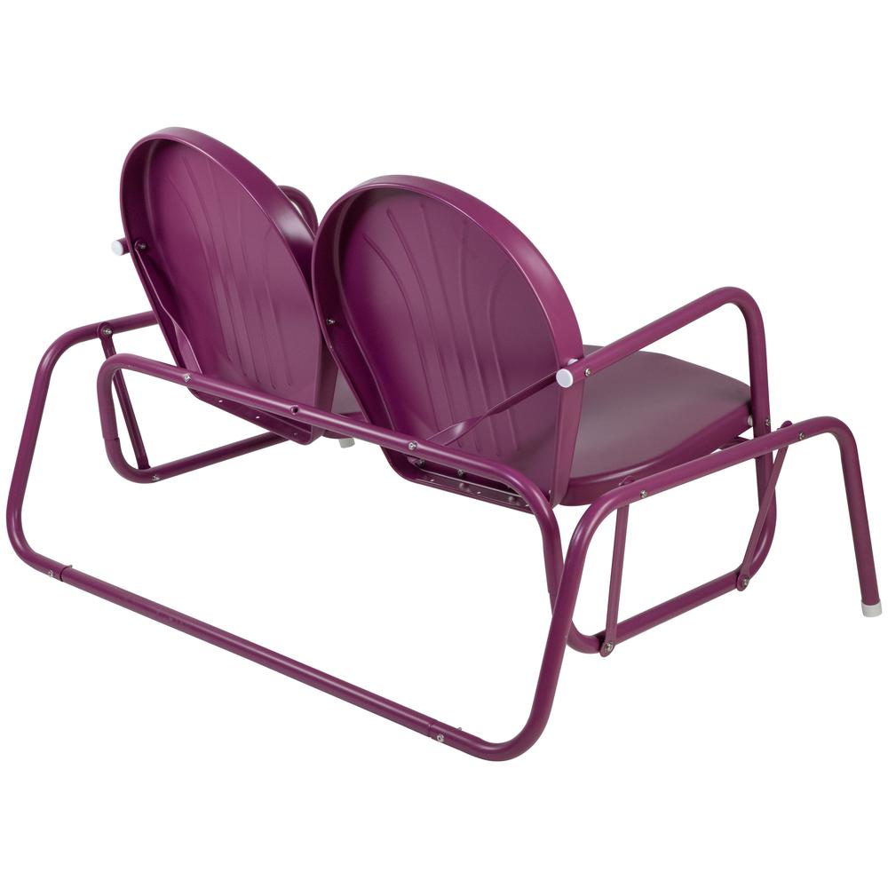 2-Person Outdoor Retro Metal Tulip Double Glider Patio Chair  Purple. Picture 5