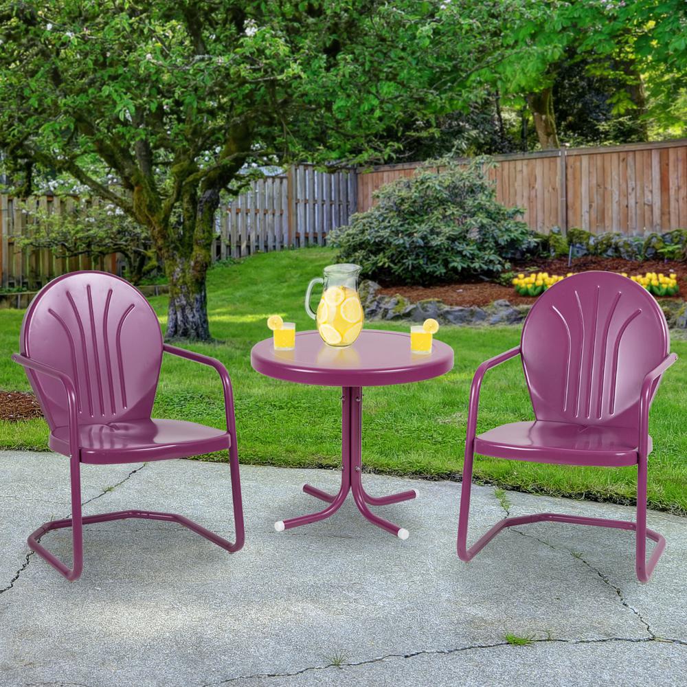 22" Outdoor Retro Tulip Side Table  Purple. Picture 2