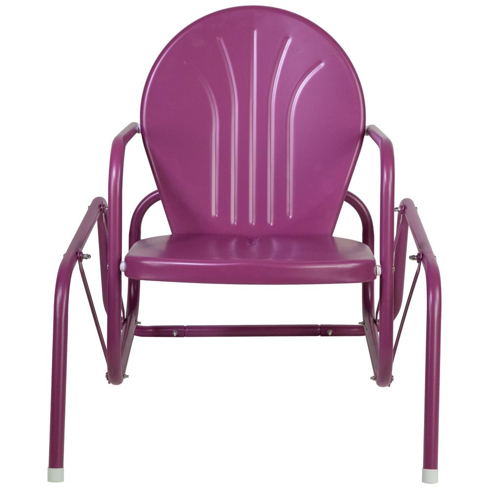 Outdoor Retro Metal Tulip Glider Patio Chair  Purple. Picture 1