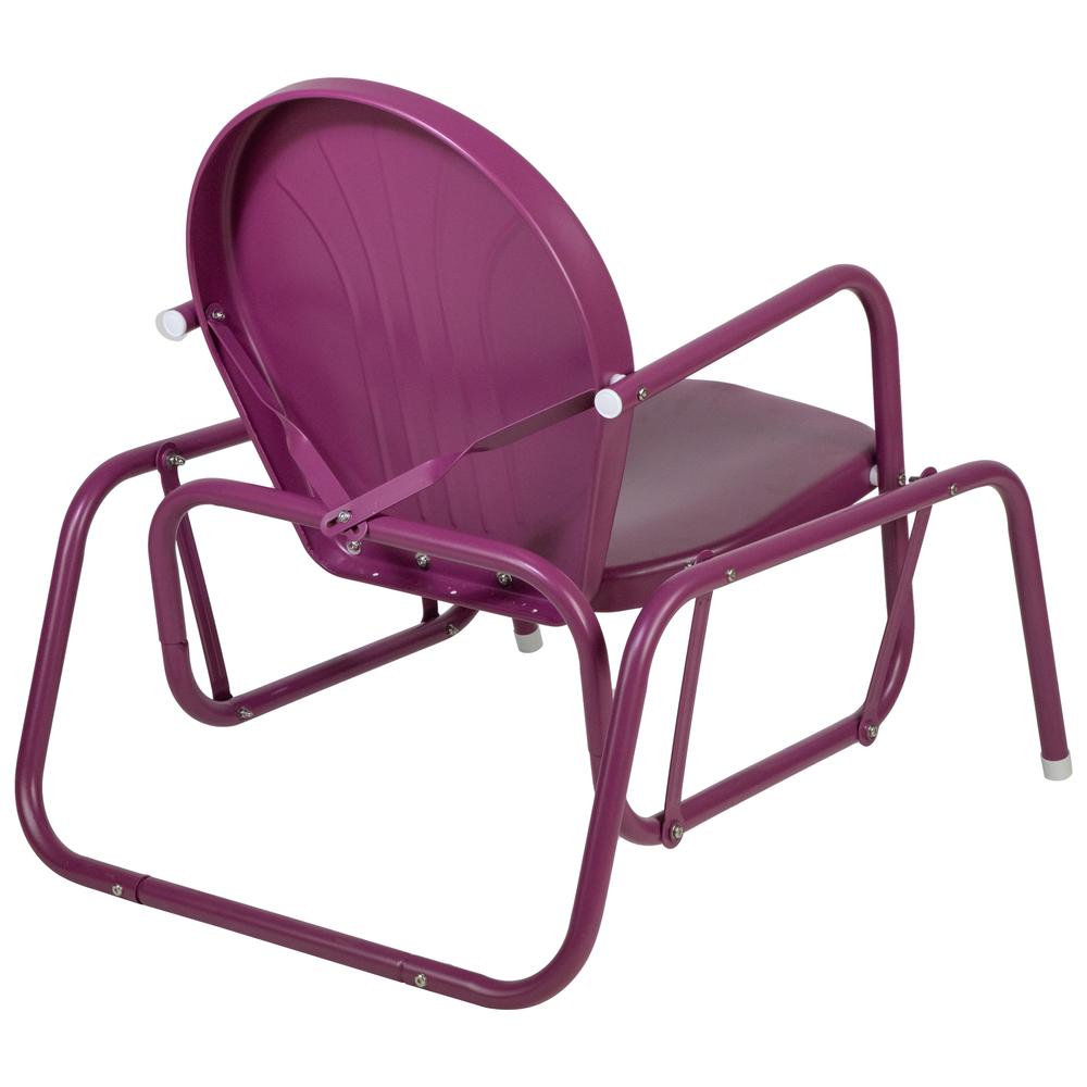 Outdoor Retro Metal Tulip Glider Patio Chair  Purple. Picture 5