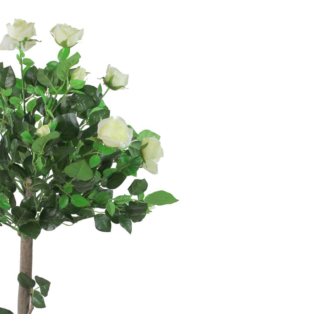 49.5" Green and White Potted Floral Artificial Rose Garden Tree. Picture 2