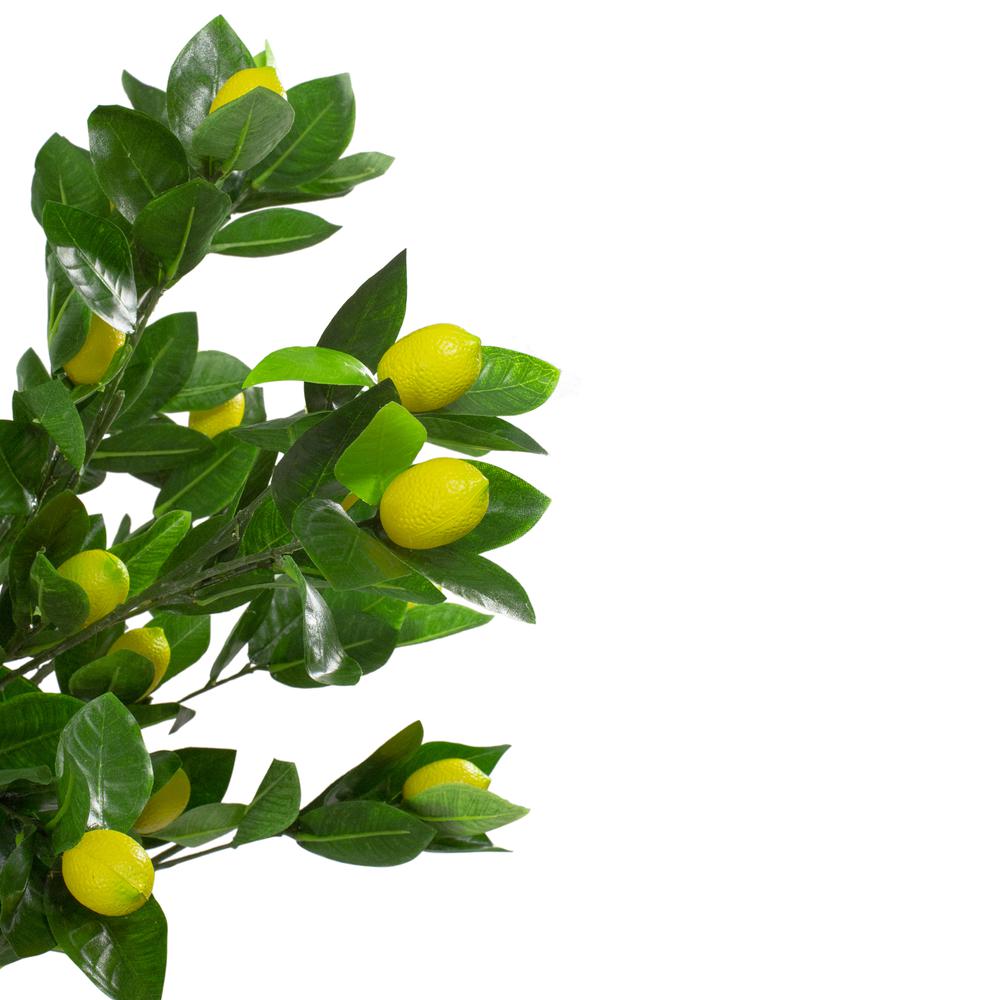 45" Potted Green and Yellow Artificial Lemon Tree In a Black Pot. Picture 3