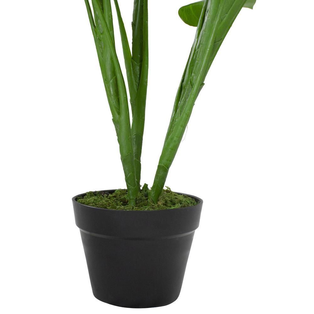 41" Red and Black Potted Tropical Artificial Anthurium Plant In a Black Pot. Picture 4