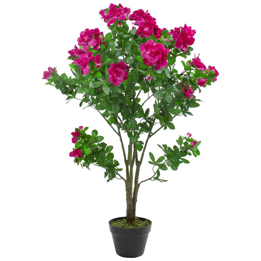48" Potted Green and Pink Artificial Azalea Flower Tree. Picture 1