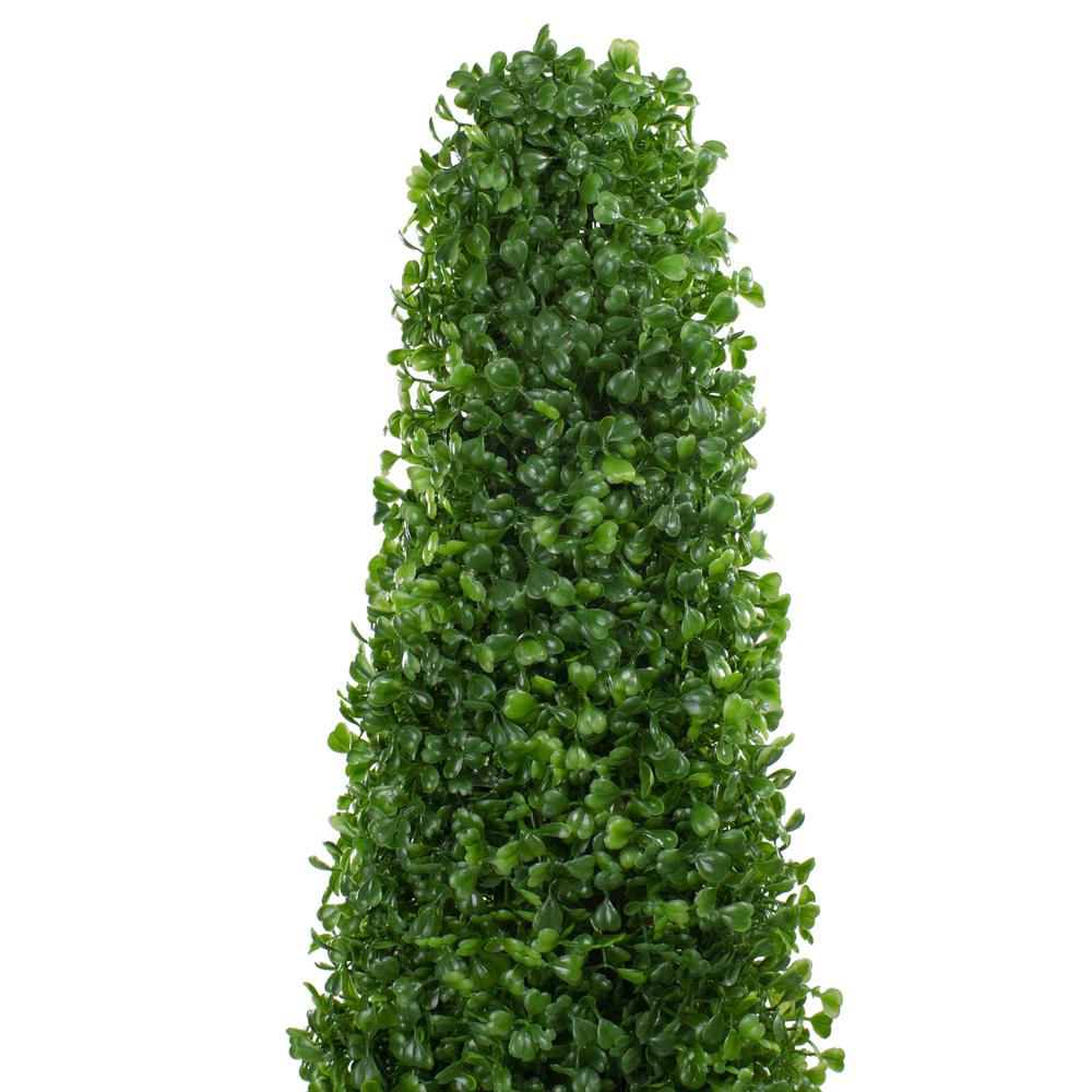 45" Potted Two Tone Green Triangular Boxwood Topiary Artificial Tree - Unlit. Picture 3