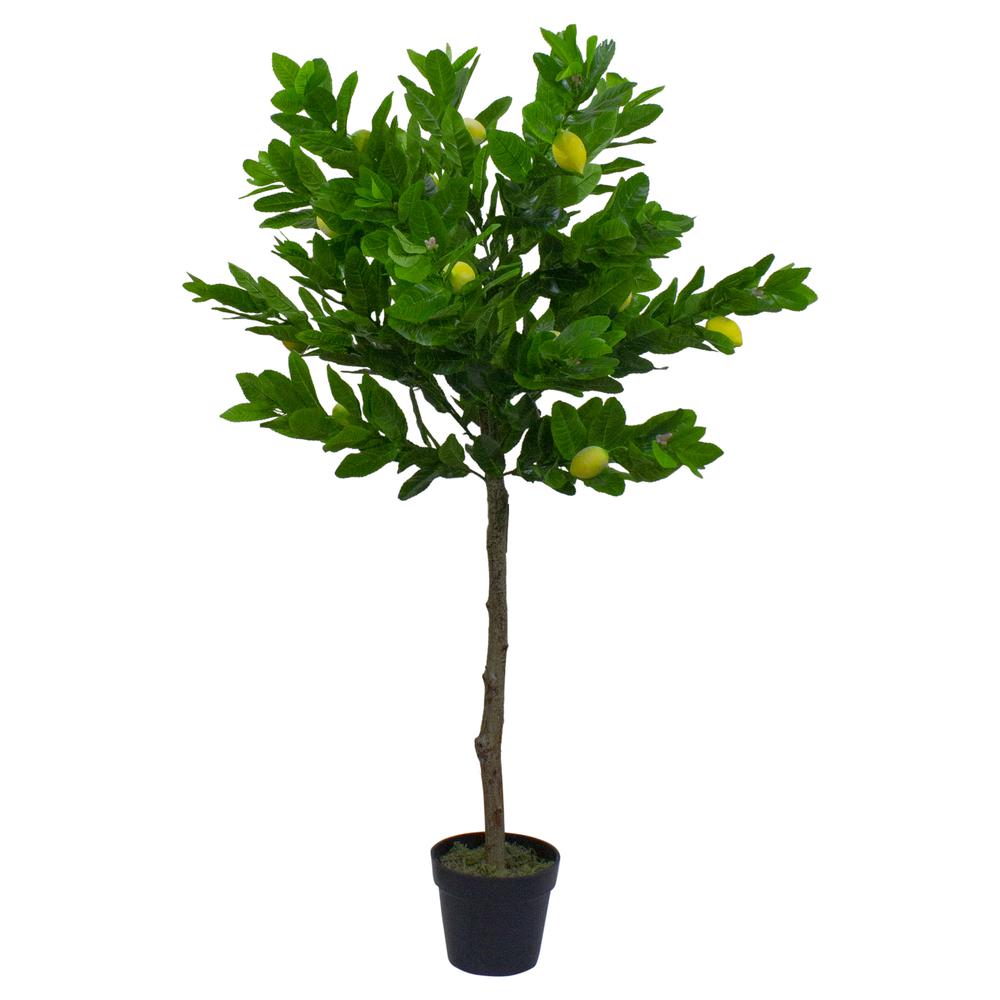 4.75' Yellow and Green Artificial Lemon Potted Tree. Picture 1