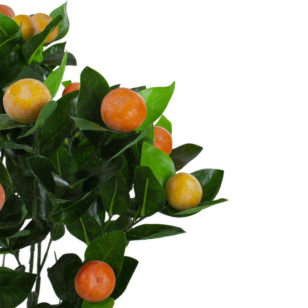 31" Green and Orange Artificial Citrus Mitis Tree In a Black Pot. Picture 3
