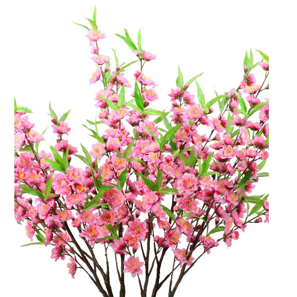 43.5" Potted Pink and Green Floral Peach Blossom Artificial Christmas Tree - Unlit. Picture 2