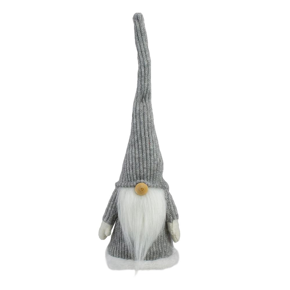 14" Gray and White Standing Christmas Gnome Tabletop Decor. Picture 1