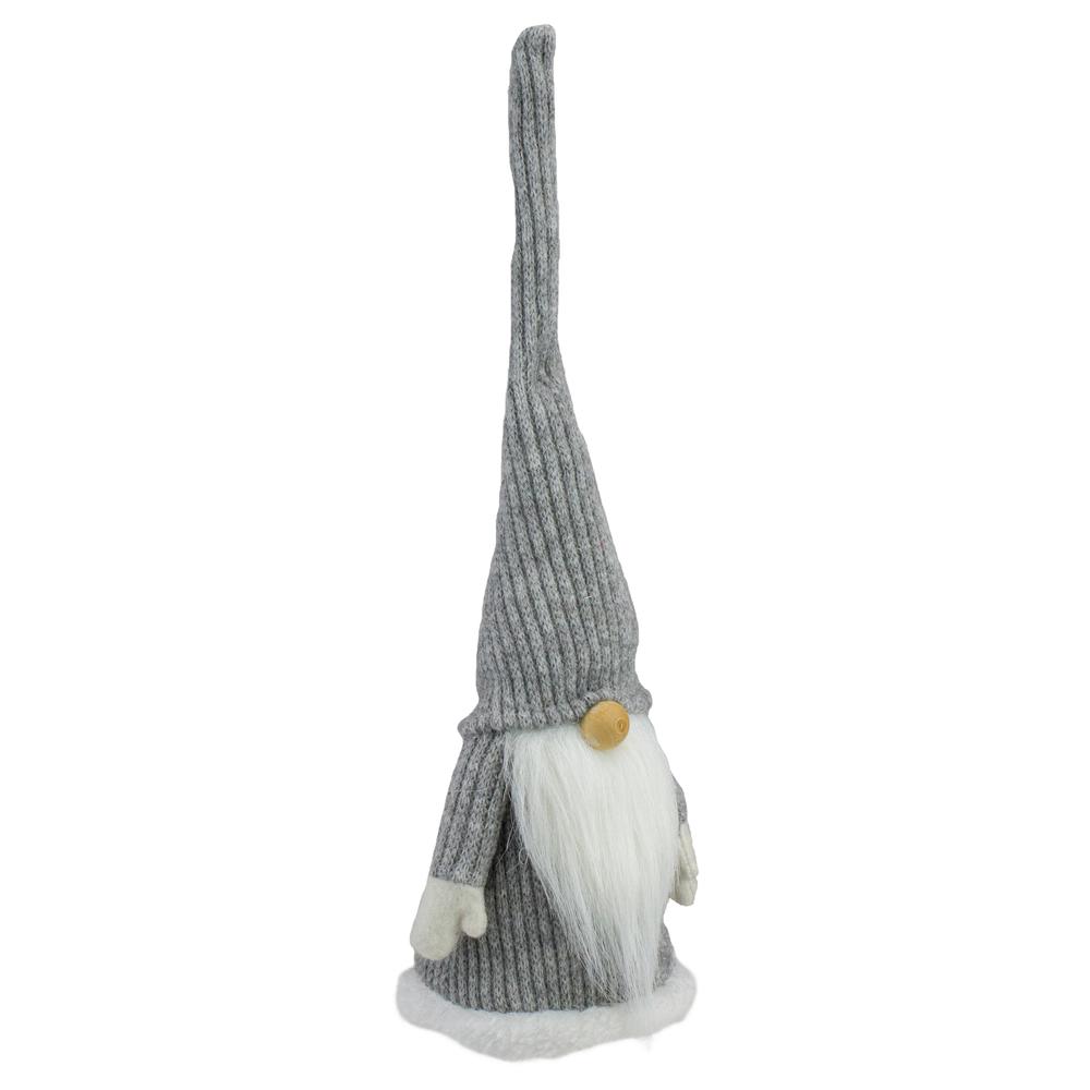 14" Gray and White Standing Christmas Gnome Tabletop Decor. Picture 2