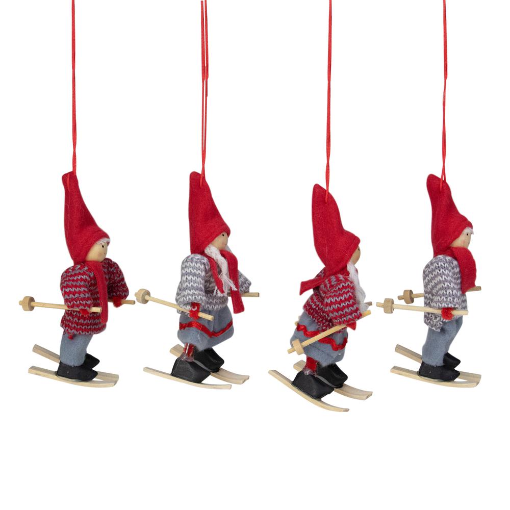 Set of 4 Colorful Holiday Skiing Kids Christmas Ornament Decorations 6". Picture 2