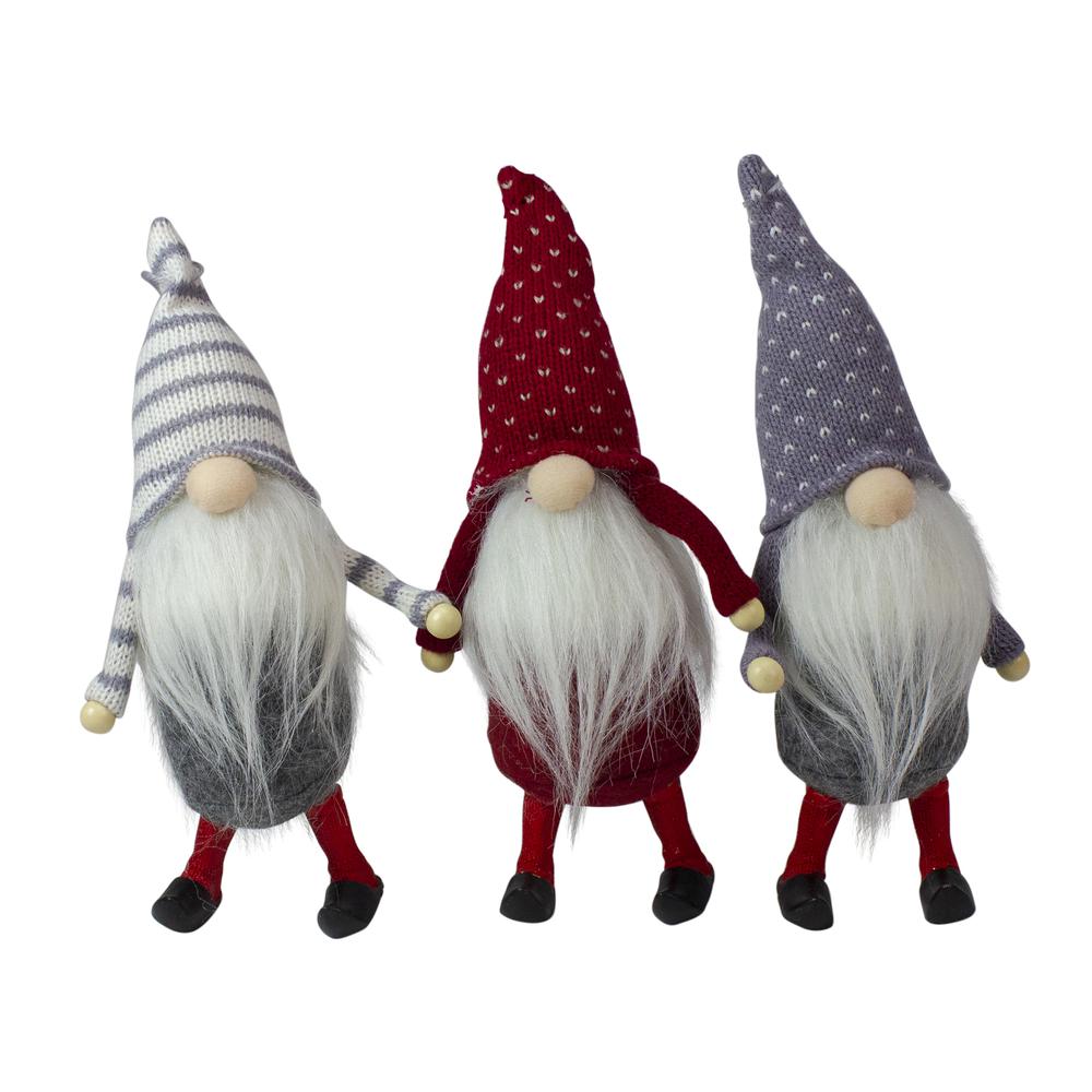 Set of 3 Standing Gnome Christmas Ornaments 10". Picture 1