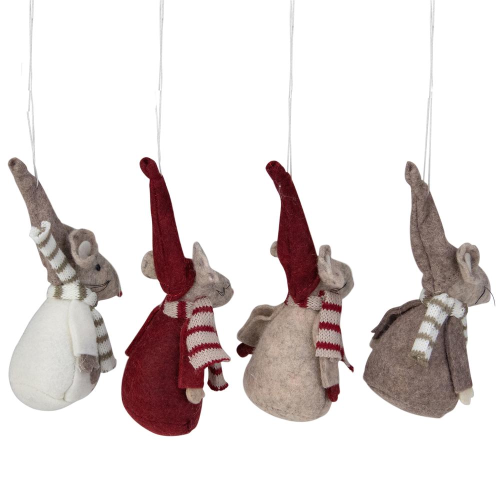 Set of 4 Red and Gray Standing Mice Christmas Ornaments 5.5". Picture 3
