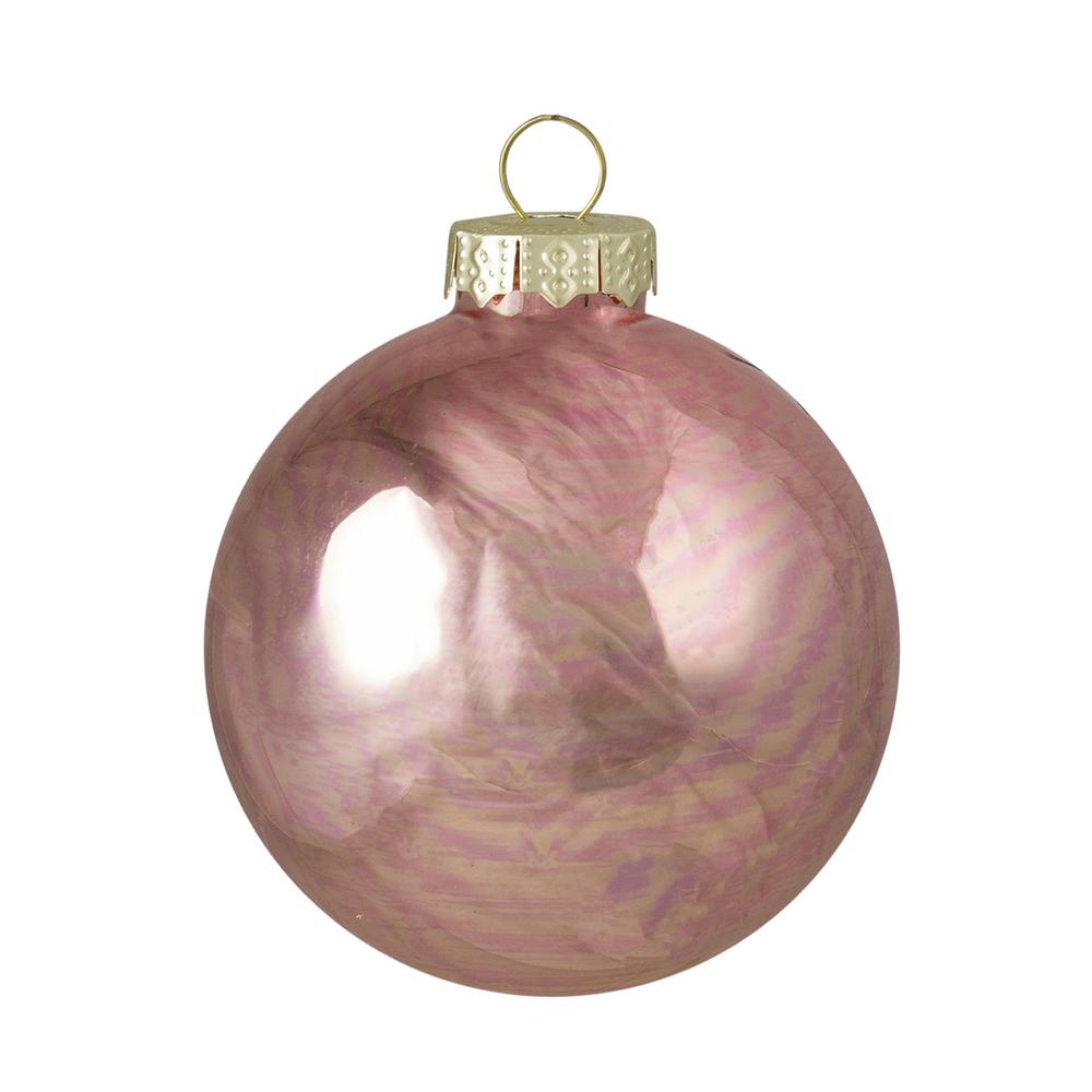 9ct Shiny and Matte Pink and Gold Glass Ball Christmas Ornaments 2.5" (65mm). Picture 2