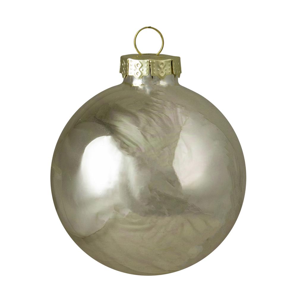 9ct Champagne Gold 2-Finish Glass Ball Christmas Ornaments 2.5" (65mm). Picture 4