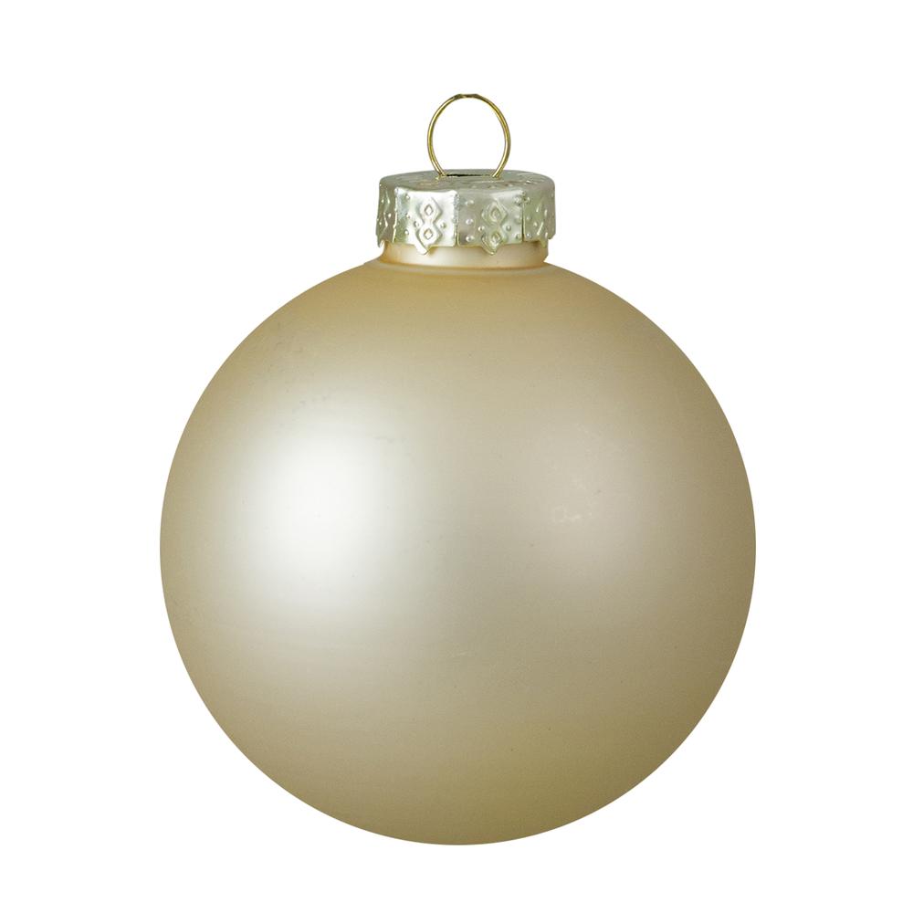 9ct Champagne Gold 2-Finish Glass Ball Christmas Ornaments 2.5" (65mm). Picture 3