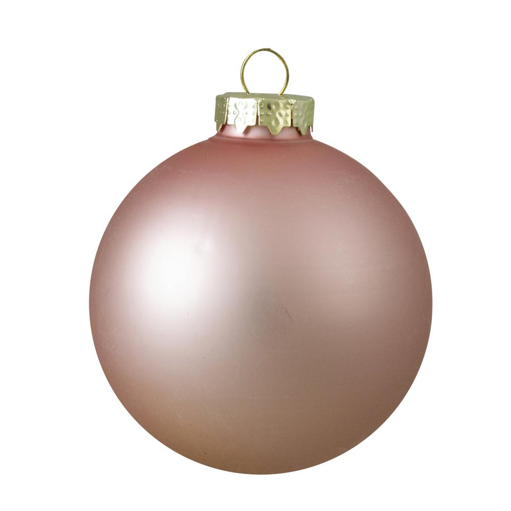 4ct Pink 2-Finish Glass Christmas Ball Ornaments 4" (100mm). Picture 2