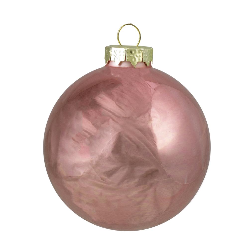 4ct Pink 2-Finish Glass Christmas Ball Ornaments 4" (100mm). Picture 3