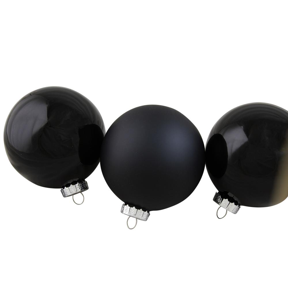 4ct Black 2 Finish Glass Ball Christmas Ornaments 4" (100mm). Picture 2