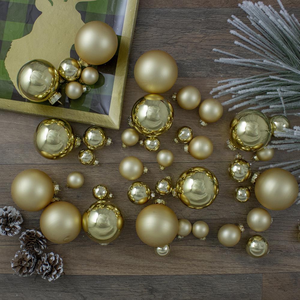 40ct Gold Glass 2-Finish Christmas Ball Ornaments 2.5" (60mm). Picture 2