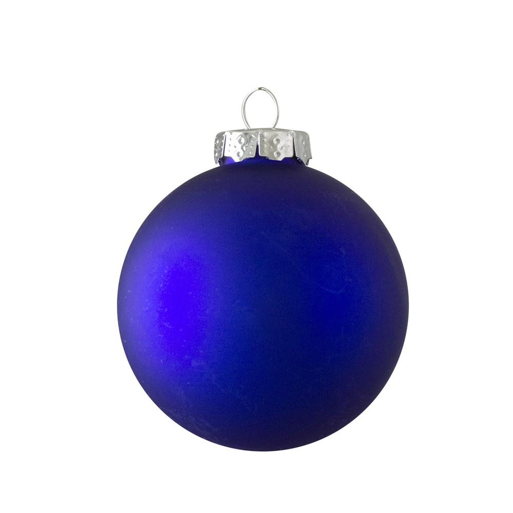 40ct Shiny and Matte Royal Blue and Silver Glass Ball Christmas Ornaments 2.5". Picture 2
