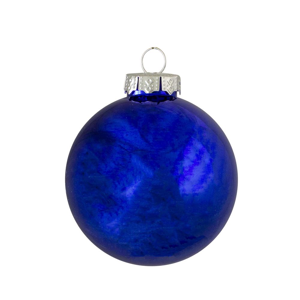40ct Shiny and Matte Royal Blue and Silver Glass Ball Christmas Ornaments 2.5". Picture 3
