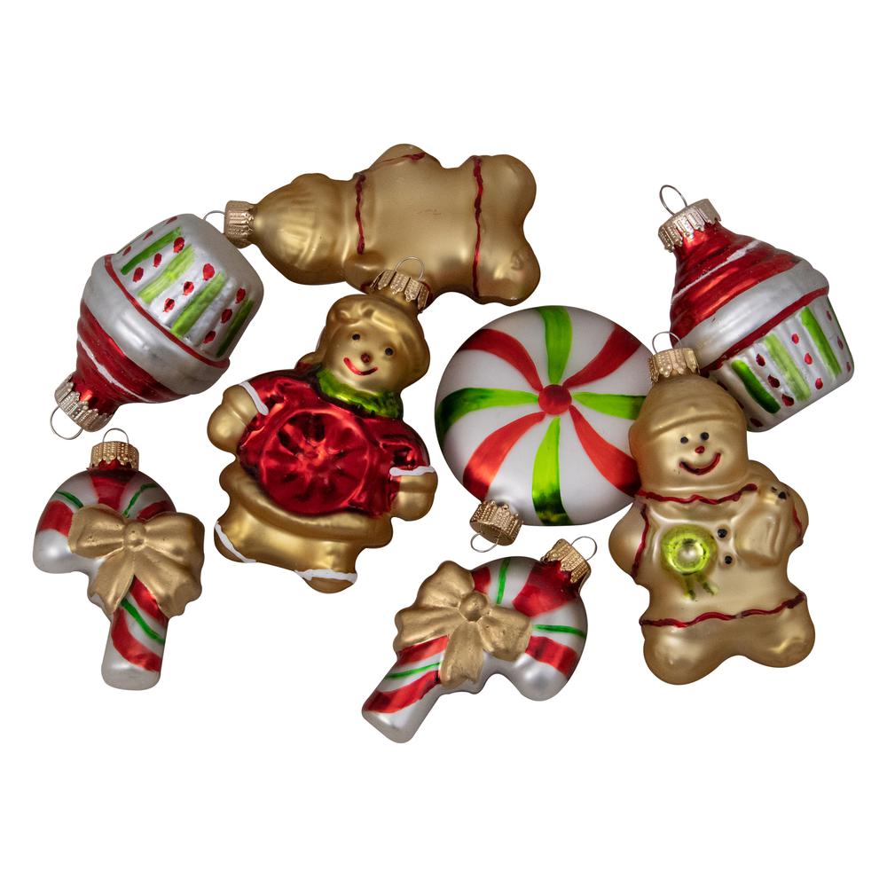 Pack of 8 Gold and Red Gingerbread Men with Sweet Treats Christmas Ornaments 3". Picture 1