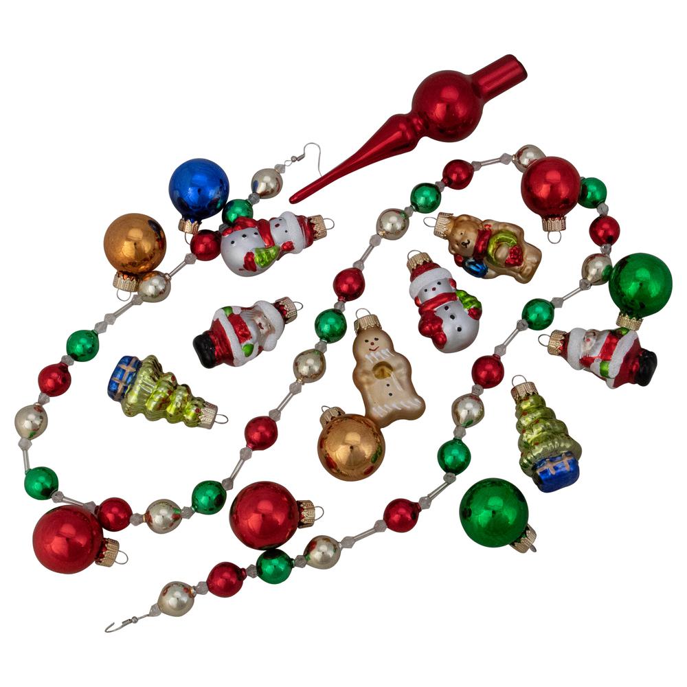 18ct Red and Green Beaded Garland with Christmas Ornaments 30". The main picture.