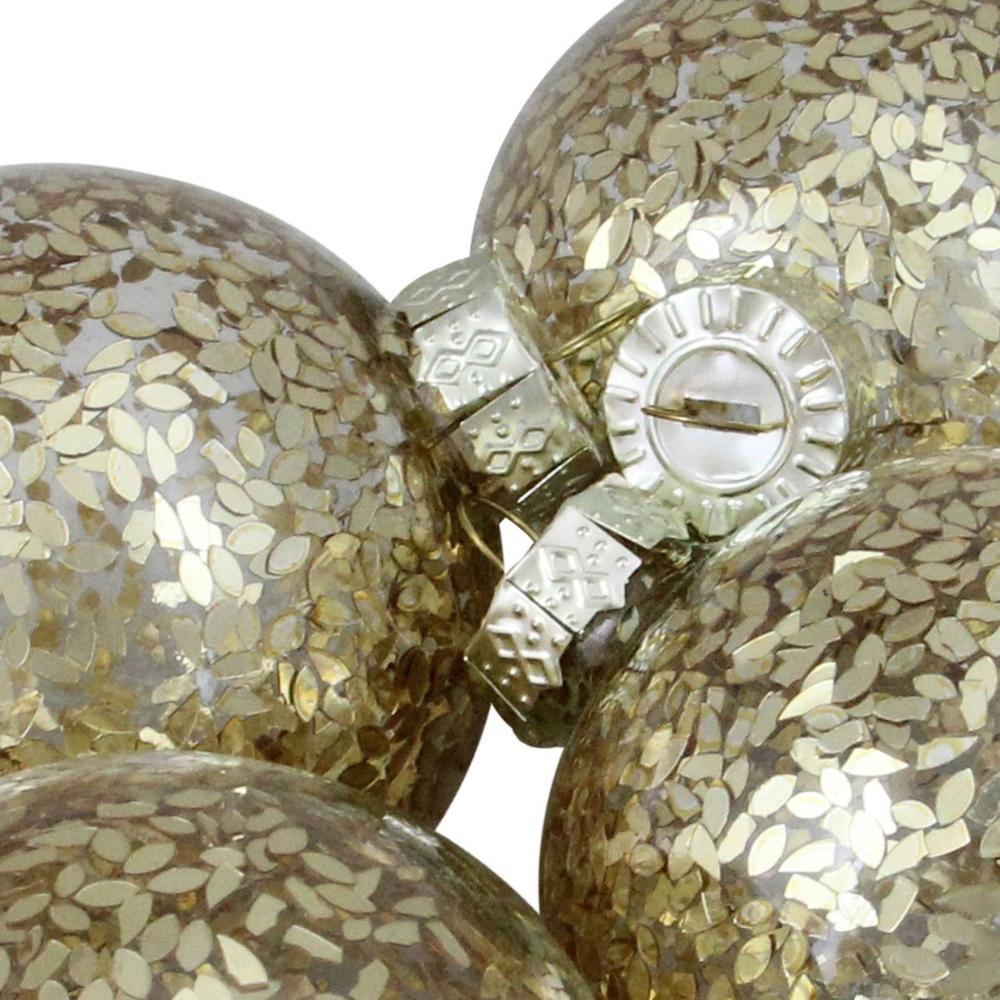 4ct Clear and Gold Shiny Seeds Glass Christmas Ball Ornaments 4" (101.5mm). Picture 3